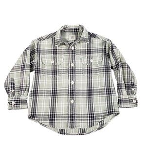 GAP Boys Long Sleeve Black & Grey Plaid Button Down Shirt XS